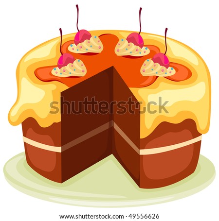 Illustration Of Isolated A Cake With Slice Removed On White - 49556626 ...