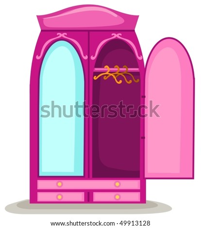 Illustration Of Isolated Opened Wardrobe With Mirror - 49913128 ...