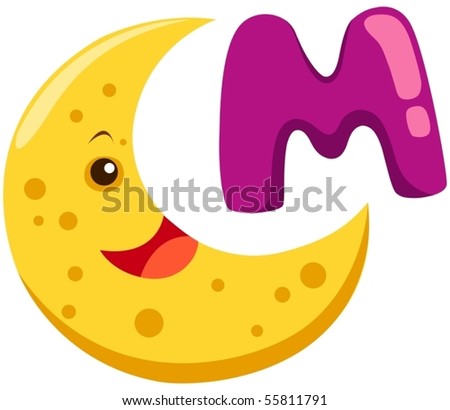 Illustration Of Isolated Alphabet M For Moon On White Background ...