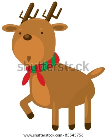 Illustration Of Isolated Cartoon Reindeer On White Background ...