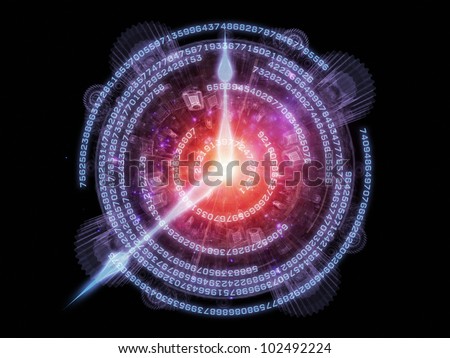 Abstract design made of clock hands, gears, lights and abstract design elements on the subject of time sensitive issues, deadlines, scheduling, temporal processes, past, present and future