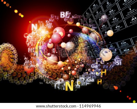 Chemical Splash series. Composition of chemical icons, fractal graphics and design elements on the subject of chemistry, biology, pharmacology and modern science