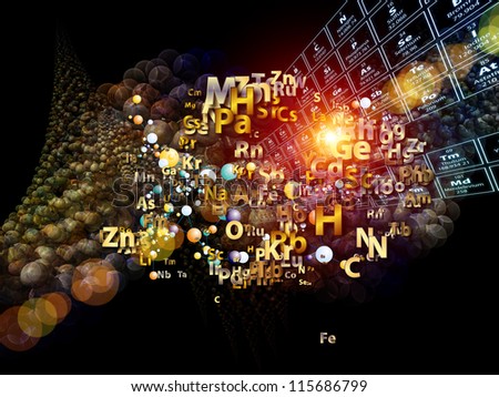 Chemical Splash series. Backdrop of chemical icons, fractal graphics and design elements on the subject of chemistry, biology, pharmacology and modern science