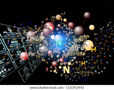 Chemical Splash series. Backdrop of chemical icons, fractal graphics and design elements on the subject of chemistry, biology, pharmacology and modern science