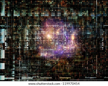 Abstract arrangement of complex network texture and industrial design elements suitable as background for projects on networking, computers and modern technology