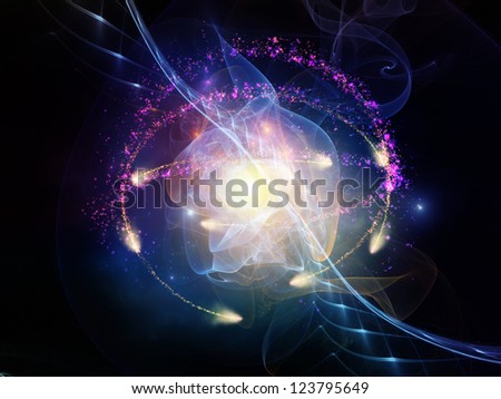 Arrangement of lights, fractal flames and abstract elements on the subject of technology and design