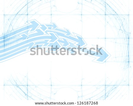 Composition of grid pattern and arrow elements suitable as backdrop for technology and science designs
