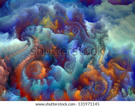 Composition of colorful fractal turbulence with metaphorical relationship to fantasy, dreams, creativity,  imagination and art
