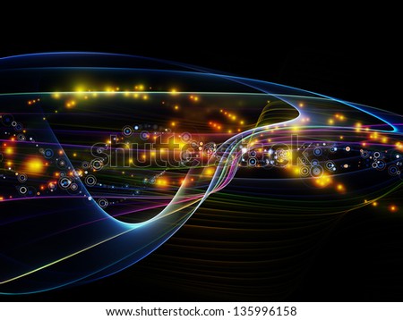 Backdrop composed of lights, fractal and custom design elements and suitable for use in the projects on network, technology and motion