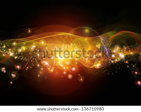 Visually attractive backdrop made of lights, fractal and custom design elements suitable as element for layouts on signals, networking, communication technologies and motion