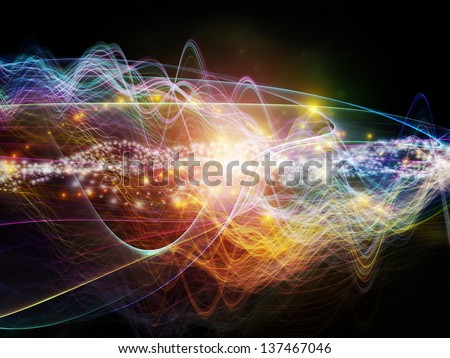 Backdrop of lights, fractal and custom design elements on the subject of signals, networking, communication technologies and motion