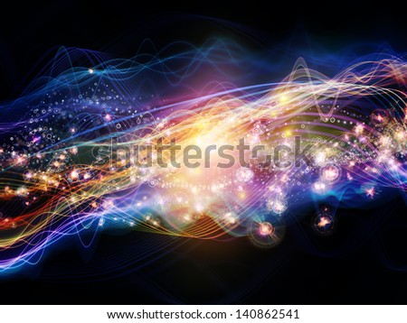 Abstract arrangement of lights, fractal and custom design elements suitable as background for projects on signals, networking, communication technologies and motion