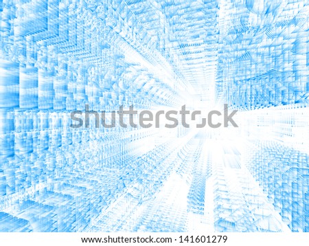 Fractal City series. Abstract arrangement of three dimensional fractal structures and lights suitable as background for projects on technology, communications, education and science