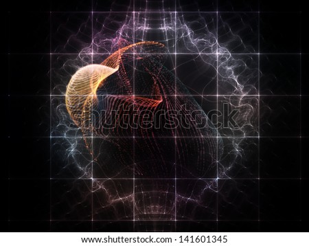Abstract design made of fractal grids and light particles on the subject of futuristic design, science, technology