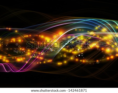 Artistic background made of lights, fractal and custom design elements for use with projects on network, technology and motion