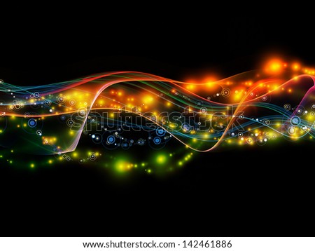 Backdrop of  lights, fractal and custom design elements to complement your design on the subject of network, technology and motion