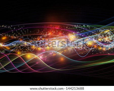 Design composed of lights, fractal and custom design elements as a metaphor on the subject of signals, networking, communication technologies and motion