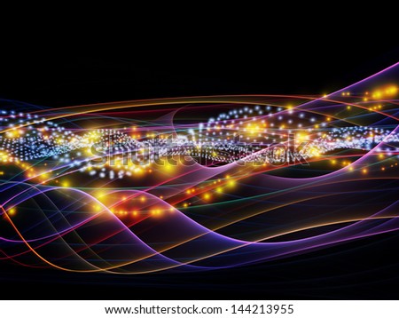 Abstract arrangement of lights, fractal and custom design elements suitable as background for projects on network, technology and motion
