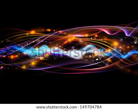 Artistic background made of lights, fractal and custom design elements for use with projects on network, technology and motion