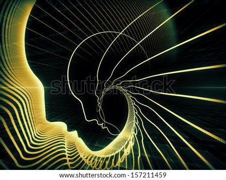Geometry of Soul series. Backdrop composed of profile lines of human head and suitable for use in the projects on education, science, technology and graphic design