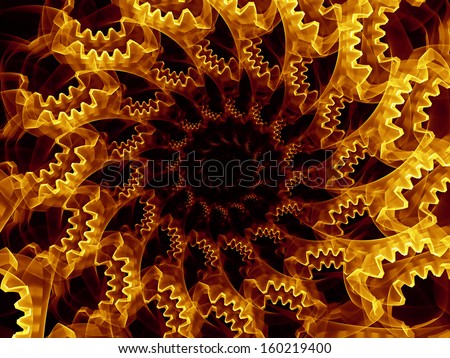 Golden Gears series. Background of golden fractal gear elements for your design needs on the subject of industry, science and technology