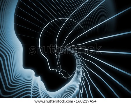 Geometry of Soul series. Arrangement of profile lines of human head on the subject of education, science, technology and graphic design