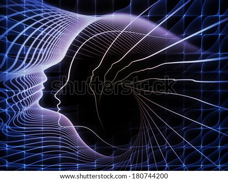 Geometry of Soul series. Composition of profile lines of human head on the subject of education, science, technology and graphic design