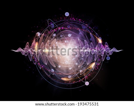 Atomic series. Abstract concept of atom and quantum waves illustrated with fractal elements