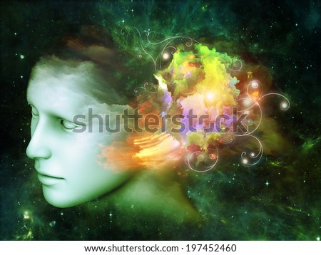 Colorful Mind series. Backdrop design of human head and fractal colors to provide supporting composition for works on mind, dreams, thinking, consciousness and imagination