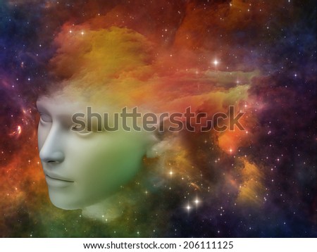 Colorful Mind series. Composition of human head and fractal colors with metaphorical relationship to mind, dreams, thinking, consciousness and imagination