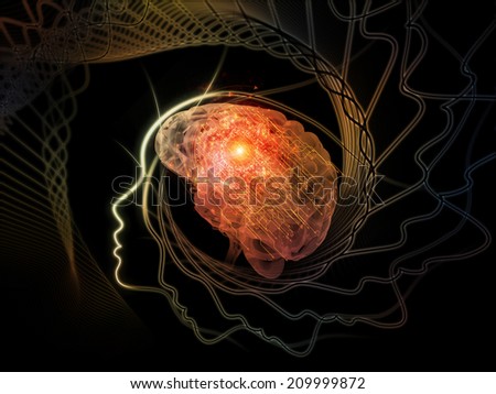 Human Mind series. Abstract design made of brain, human outlines and fractal elements on the subject of technology, science, education and human mind