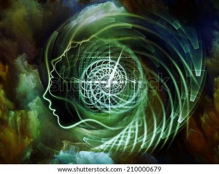 Geometry of the Soul series two. Interplay of human profile and abstract elements on the subject of spirituality, science, creativity and human mind