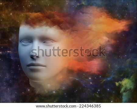 Colorful Mind series. Composition of human head and fractal colors with metaphorical relationship to mind, dreams, thinking, consciousness and imagination
