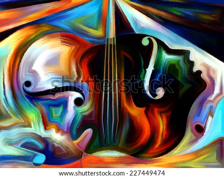 Inner Melody series. Backdrop of colorful human and musical shapes on the subject of spirituality of music and performing arts