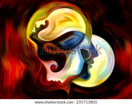 Colors of the Mind series. Design composed of elements of human face, and colorful abstract shapes as a metaphor on the subject of mind, reason, thought, emotion and spirituality