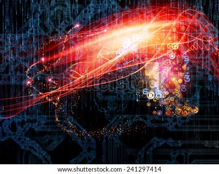 Waves of Technology series. Abstract composition of lights, fractal and technological elements suitable as element in projects related to science, philosophy, metaphysics and modern technology