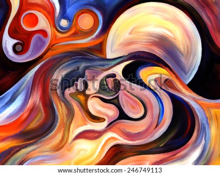 Colors of the Mind series. Design made of elements of human face, and colorful abstract shapes to serve as backdrop for projects related to mind, reason, thought, emotion and spirituality