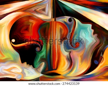 Inner Melody series. Arrangement of colorful human and musical shapes on the subject of spirituality of music and performing arts