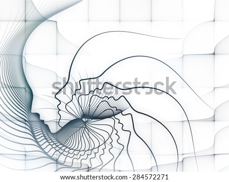Geometry of Soul series. Composition of profile lines of human head suitable as a backdrop for the projects on education, science, technology and graphic design
