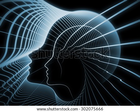 Geometry of Soul series. Backdrop of profile lines of human head on the subject of education, science, technology and graphic design