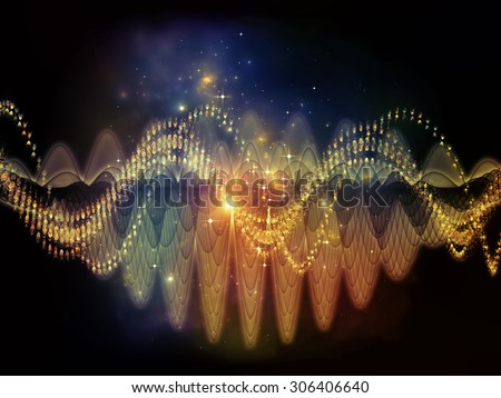 Wave of Sound series. Backdrop of sine waves and fractal elements on the subject of science, education and technology