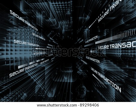 Interplay of structural lines and information technology wording in deep perspective suitable as information technology background