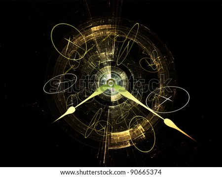 Interplay of clock components and abstract design elements on the subject of time, deadlines, past, present and future