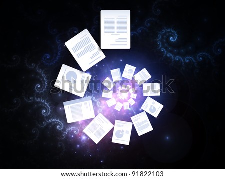 Interplay of spiral structures and documents on the subject of office work and information processing