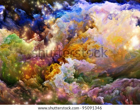 Rendering of colorful fractal foam and lights suitable as backdrop for artistic, spiritual, creative and children projects