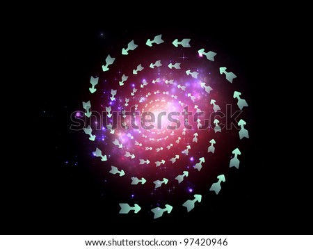 Interplay of arrows, nebulae and lights on the subject of technology and entertainment