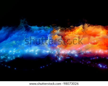 Background design of clouds of fractal foam and abstract lights on the subject of art, spirituality, painting, music , visual effects and creative technologies