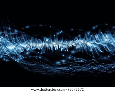 Interplay of fractal waves, lights and abstract design elements on the subject of music, sound, entertainment, data visualization  and modern technologies