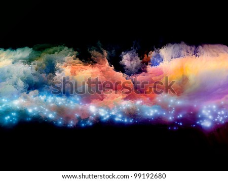 Composition of clouds of fractal foam and abstract lights on the subject of art, spirituality, painting, music , visual effects and creative technologies