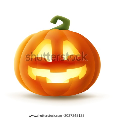 Jack O Lantern. Halloween pumpkin with glowing funny face expression. Isolated. Foto stock © 